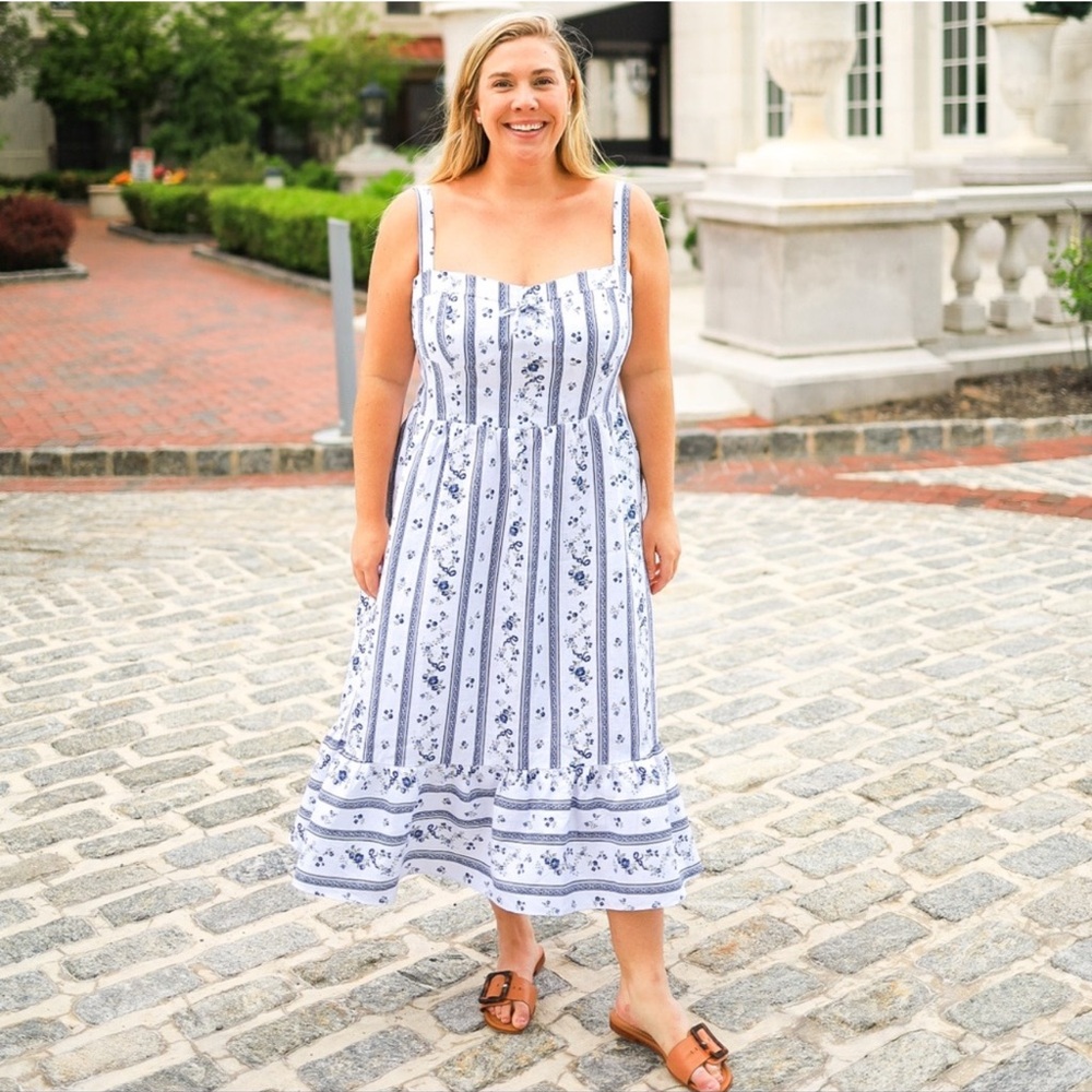 Reformation Maegan Linen Midi Dress Sz 12 Madeline